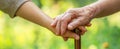 The touching moment of hands between generations in a serene outdoor setting. AI generated image Royalty Free Stock Photo