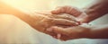 The touching moment of hands symbolizing compassion and connection across generations. AI generated image Royalty Free Stock Photo