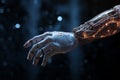 Touching moment a robot extends its hand to a humans head