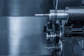 The touching probe attach at the turret on CNC lathe machine