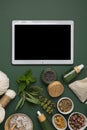 Touchpad mockup for naturopaty or phytotherapy application, workshop, course