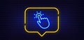 Touchpoint line icon. Click here sign. Neon light speech bubble. Vector