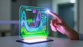 Touchscreen Data Analytics Graph on Tablet. Royalty Free Stock Photo