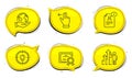 Touchscreen gesture, Employee results and Idea icons set. Resume document sign. Slide left, Chart, Solution. Vector