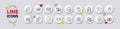 Touchscreen gesture, Handshake and Heart flame line icons. For web app, printing. White buttons 3d icons. Vector