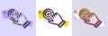 Touchscreen gesture line icon. Click hand sign. Push action. Halftone dotted pattern. Vector