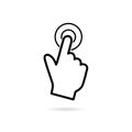 Touchscreen gesture line icon. Click hand sign on white background