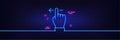 Touchscreen gesture line icon. Slide left arrow sign. Swipe action. Neon light glow effect. Vector