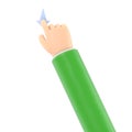 Touchscreen gesture line icons.3D illustration hand Touch Button Swipe down Cartoon character hand.