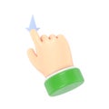 Touchscreen gesture line icons.3D illustration hand Touch Button Swipe down Cartoon character hand.