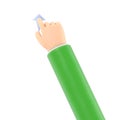 Touchscreen gesture line icons.3D illustration hand Touch Button Swipe up Cartoon character hand.