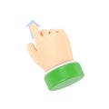 Touchscreen gesture line icons.3D illustration hand Touch Button Swipe up Cartoon character hand.