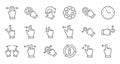 Touchscreen gesture line icons. Hand swipe, Slide gesture, Multitasking. Linear set. Vector