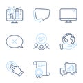 Touchscreen gesture, Speech bubble and Graph chart icons set. Creative design, Reject and Computer signs. Vector