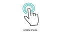Touchscreen hand icon with signal waves for interactive interface technology, digital Royalty Free Stock Photo