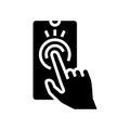 touchscreen hand interaction augmented reality glyph icon vector illustration Royalty Free Stock Photo