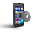 Touchscreen smartphone with lock (clipping path included) Royalty Free Stock Photo