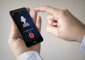 touchscreen smartphone with voice message on the screen