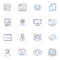 Touchscreen symbols line icons collection. Tap, Swipe, Pinch, Zoom, Drag, Scroll, Press vector and linear illustration