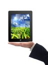 Touchscreen tablet with splitted image of field in