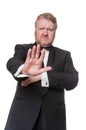 Tough bouncer barring the way - on white Royalty Free Stock Photo