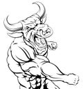 Tough bull character punching