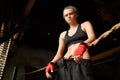 Tough Female Boxer Looking at Camera Royalty Free Stock Photo