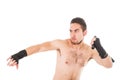 Tough martial arts fighter wearing black shorts Royalty Free Stock Photo