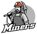 Tough miner hold the pickaxe