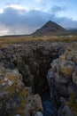 Tough nature at a cliff in Iceland. Rocky mountains and beautiful landscape. Rocks.