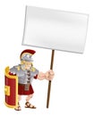 Tough Roman soldier holding sign board