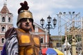 Tough, rude Roman soldier street drama, community celebrates Good Friday representing the events that led to the Crucifixion of Je