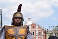 Tough, rude Roman soldier street drama, community celebrates Good Friday representing the events that led to the Crucifixion of Je