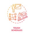 Tough schedules red gradient concept icon