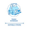 Tough schedules turquoise concept icon