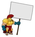 Tough Spartan or Trojan holding sign board Royalty Free Stock Photo