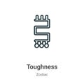 Toughness outline vector icon. Thin line black toughness icon, flat vector simple element illustration from editable zodiac Royalty Free Stock Photo