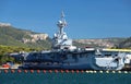 The nuclear aircraft carrier Charles de Gaulle docked in the Toulon harbor , France.