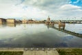 Toulouse city with bridge and old building along the Garonne riv Royalty Free Stock Photo