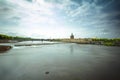 Toulouse city with bridge and old building along the Garonne riv Royalty Free Stock Photo