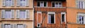 Toulouse city facade panoramic colorful shutter house in town center