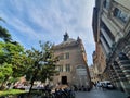 Toulouse, France - 18 May 2022 - Donjon du Capitole clock tower, Place du Capitole Dungeon or Donjon Medieval Stone Tower & City