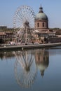 Toulouse landmarks on the bank of river Garrone.