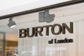 Burton of london sign text store and logo brand shop on facade boutique