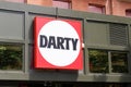 Darty logo text and brand sign of shop electronic retail french store building facade