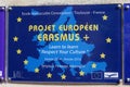 Erasmus projet europeen logo brand and text sign on European union map in Toulouse