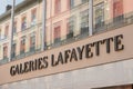 Galeries Lafayette logo brand and text sign town center upmarket French department city