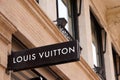 Louis Vuitton logo brand store and sign vintage text shop Luxury handbags and luggages