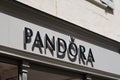 Pandora sign text store and logo brand shop on facade boutique jewellery
