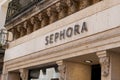 Sephora sign logo and text brand shop French chain of girls women cosmetics store